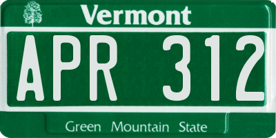 VT license plate APR312