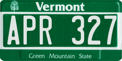 VT license plate APR327