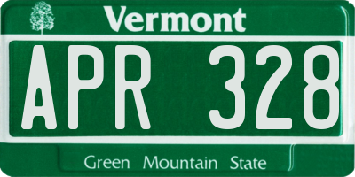VT license plate APR328