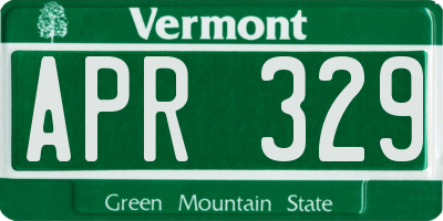 VT license plate APR329