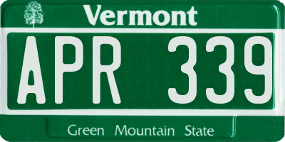 VT license plate APR339