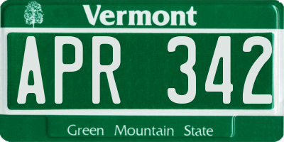 VT license plate APR342