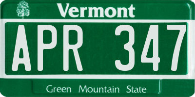 VT license plate APR347