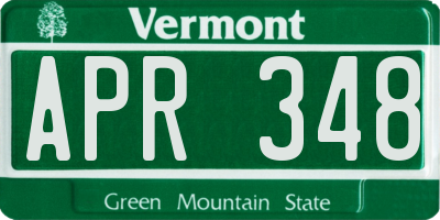 VT license plate APR348