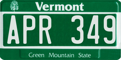 VT license plate APR349