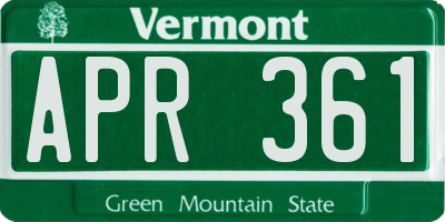 VT license plate APR361