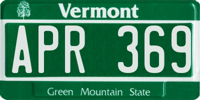 VT license plate APR369