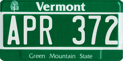 VT license plate APR372
