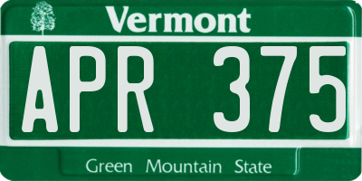 VT license plate APR375