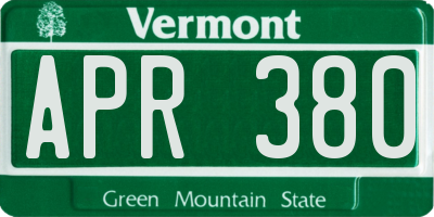 VT license plate APR380