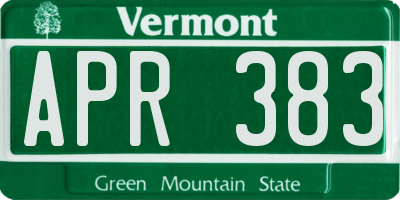 VT license plate APR383