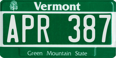 VT license plate APR387