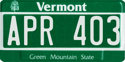 VT license plate APR403