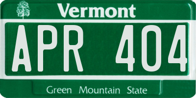 VT license plate APR404