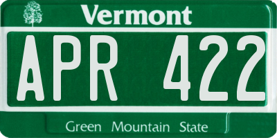VT license plate APR422