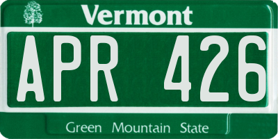VT license plate APR426