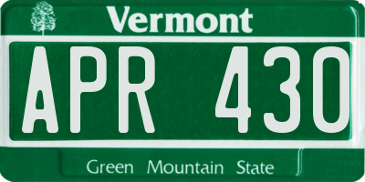 VT license plate APR430