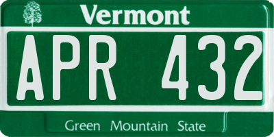 VT license plate APR432