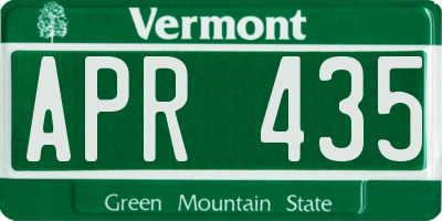 VT license plate APR435