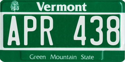 VT license plate APR438