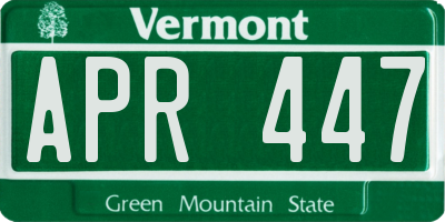 VT license plate APR447