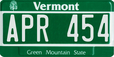 VT license plate APR454