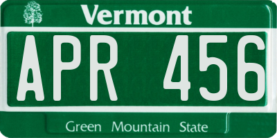 VT license plate APR456