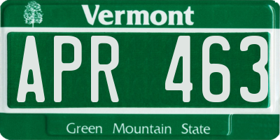 VT license plate APR463