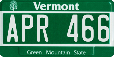 VT license plate APR466