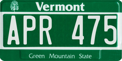 VT license plate APR475