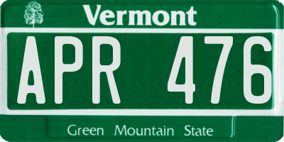 VT license plate APR476