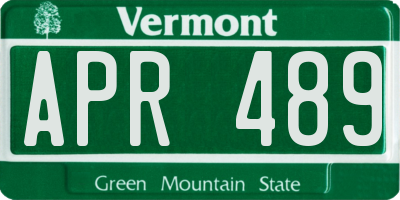VT license plate APR489