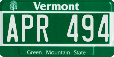 VT license plate APR494