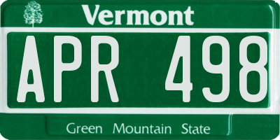 VT license plate APR498
