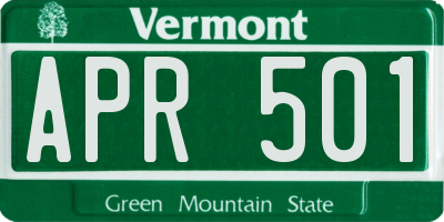 VT license plate APR501
