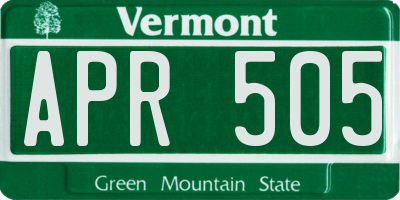 VT license plate APR505