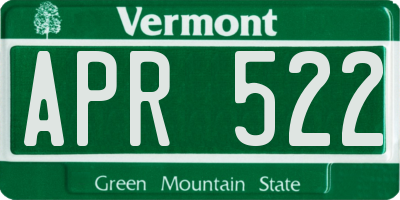 VT license plate APR522