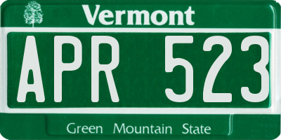 VT license plate APR523