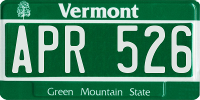 VT license plate APR526