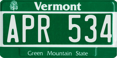 VT license plate APR534