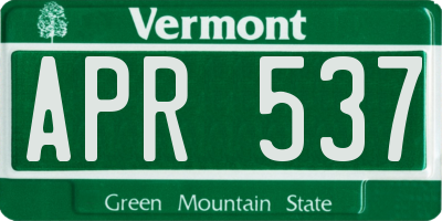 VT license plate APR537