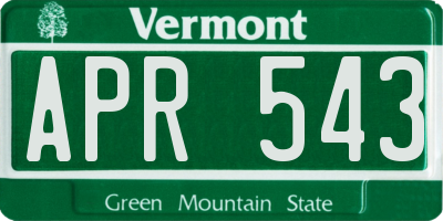 VT license plate APR543