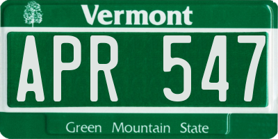 VT license plate APR547