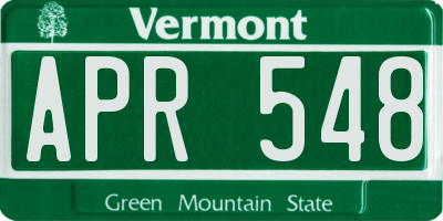 VT license plate APR548
