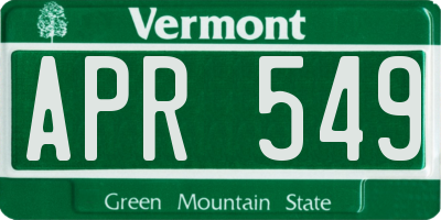 VT license plate APR549