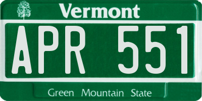 VT license plate APR551