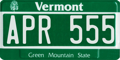 VT license plate APR555