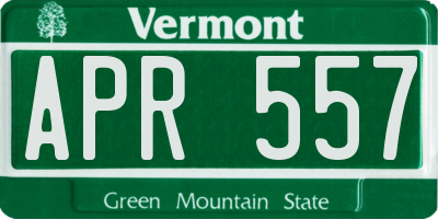 VT license plate APR557