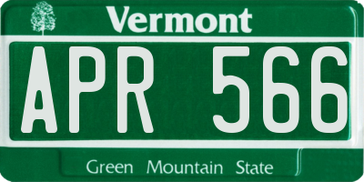 VT license plate APR566