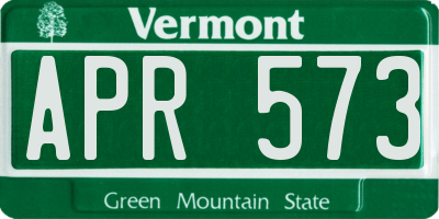 VT license plate APR573